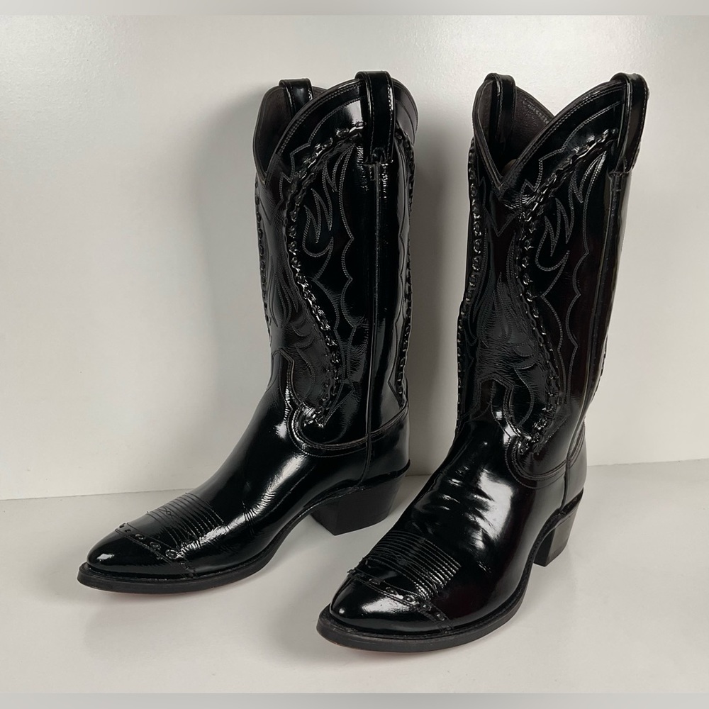 Dan Post Patent Leather Cowboy Boots | Buck Lace | Men’s 9 D